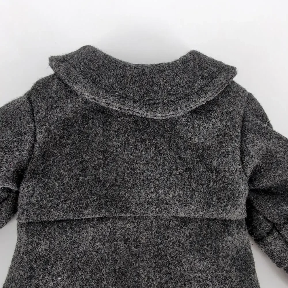 Unbranded Gray Grey Button Down Doll Long Sleeve Winter Coat for 18